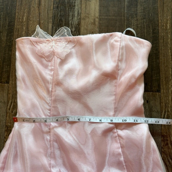 Jessica McClintock for Gunne Sax Vintage Baby Pink Maxi Trumpet Style Gown Sz 2 - Picture 4 of 12